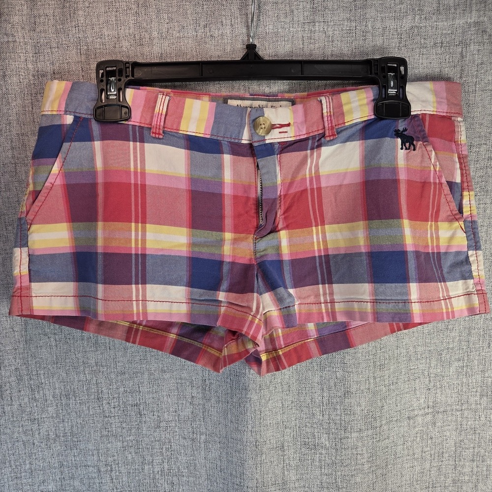 VTG Y2K Abercrombie & Fitch Red Plaid Low Rise Micro Shorts Moose SZ 4 Festival